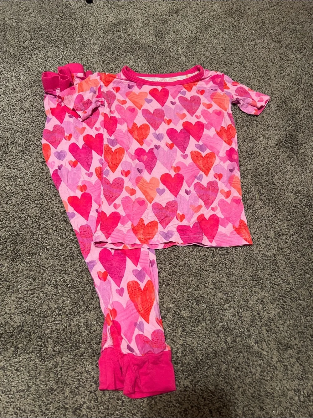Little Sleepies Pink & Red Heart Print Pajama Set